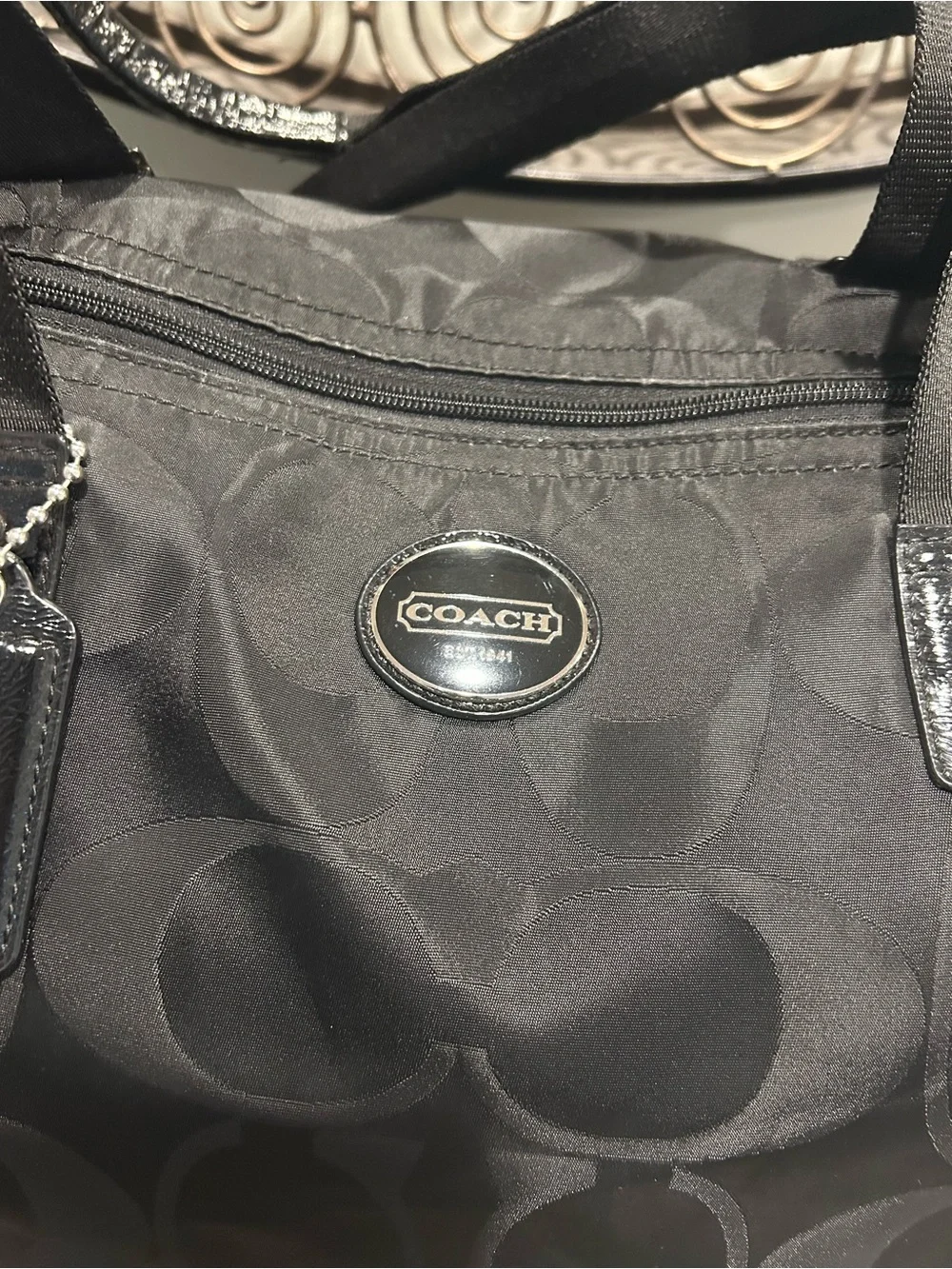 Coach Black Signature travel/ packable weekend bag